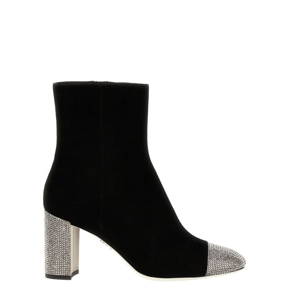 RENE CAOVILLA Black Leather Ankle Women's Boots